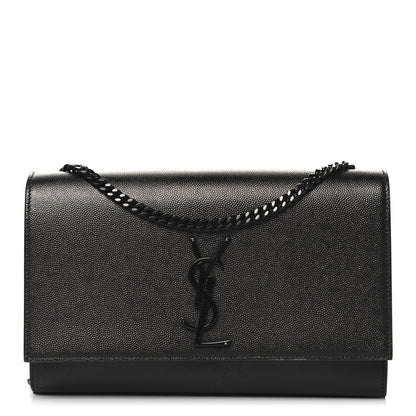 Saint Laurent Grain De Poudre Medium Classic Monogram Monochrome Kate Satchel Black 1 of 9