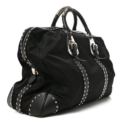Prada Nylon Saffiano Studded Large Trunk Bag  Black 3 of 9