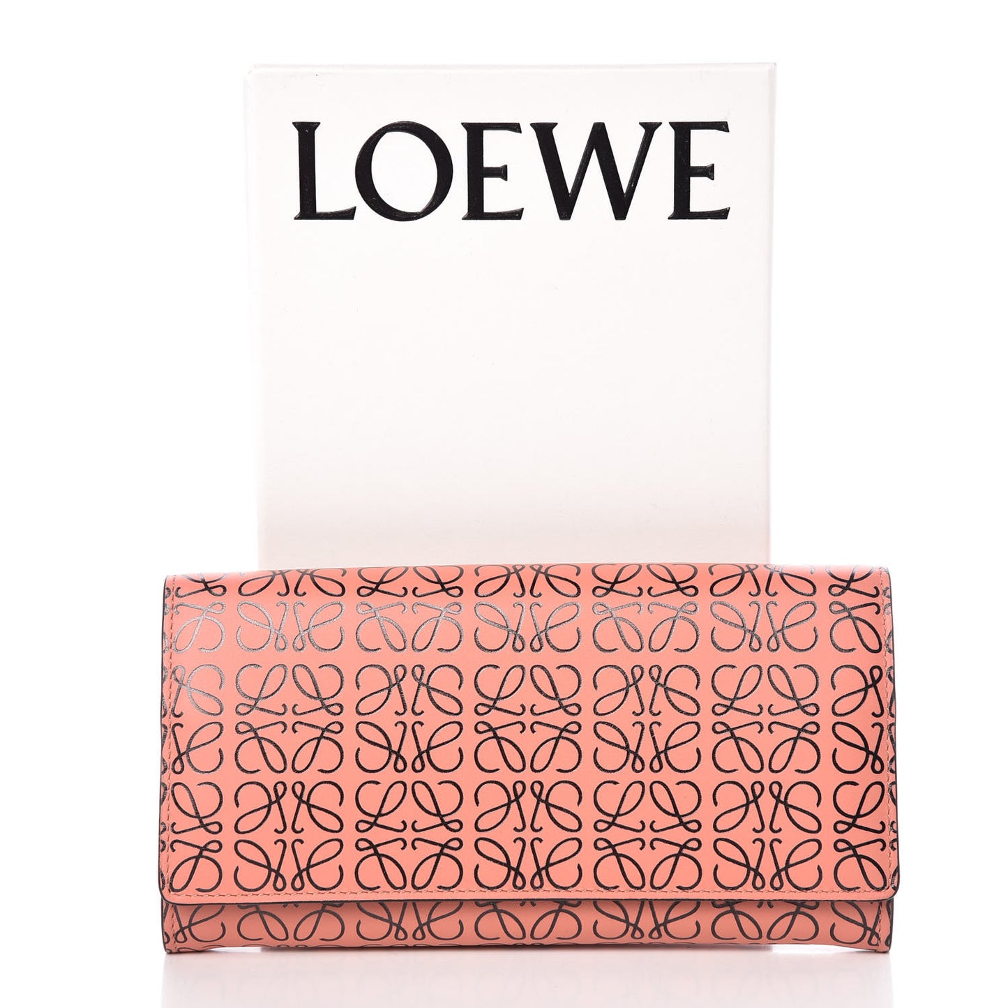 Engraved Calfskin Anagram Continental Wallet Pink Tulip Black