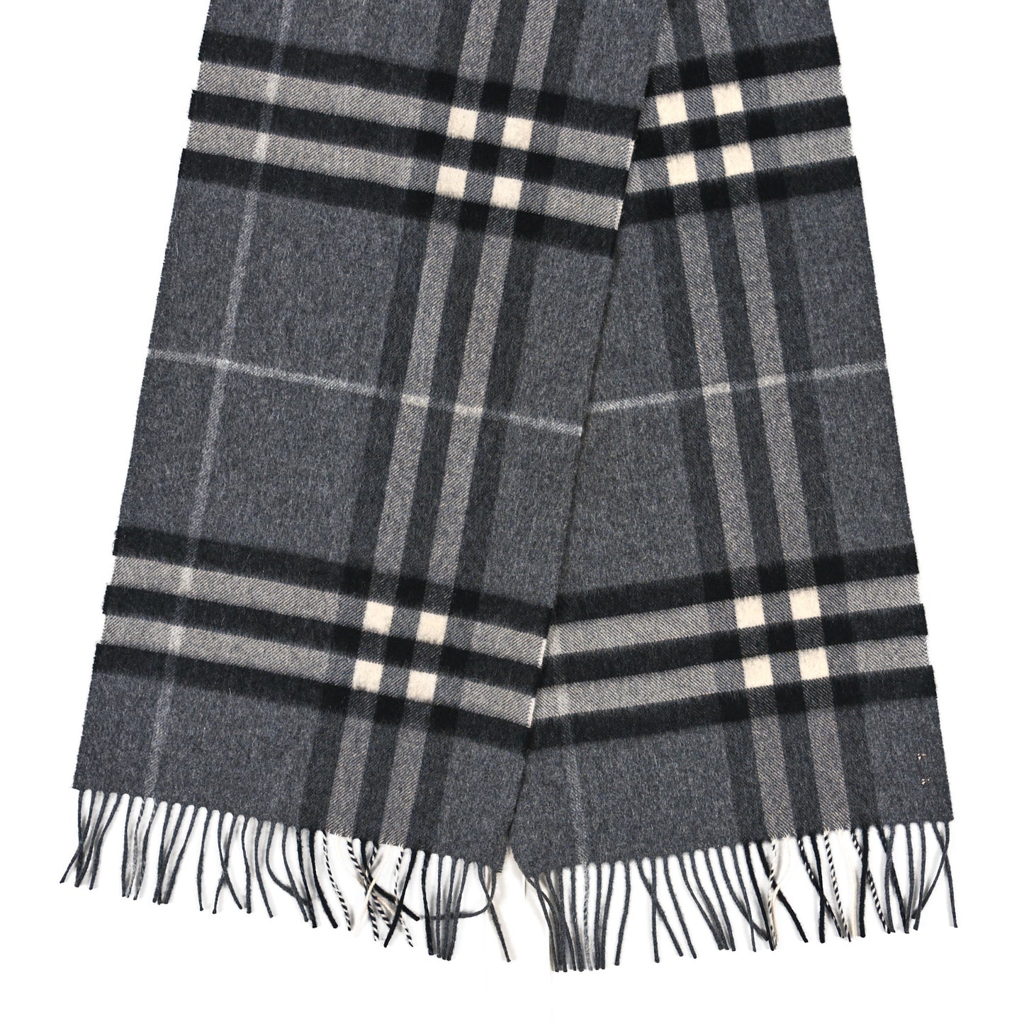 Cashmere Giant Check Scarf Mid Grey