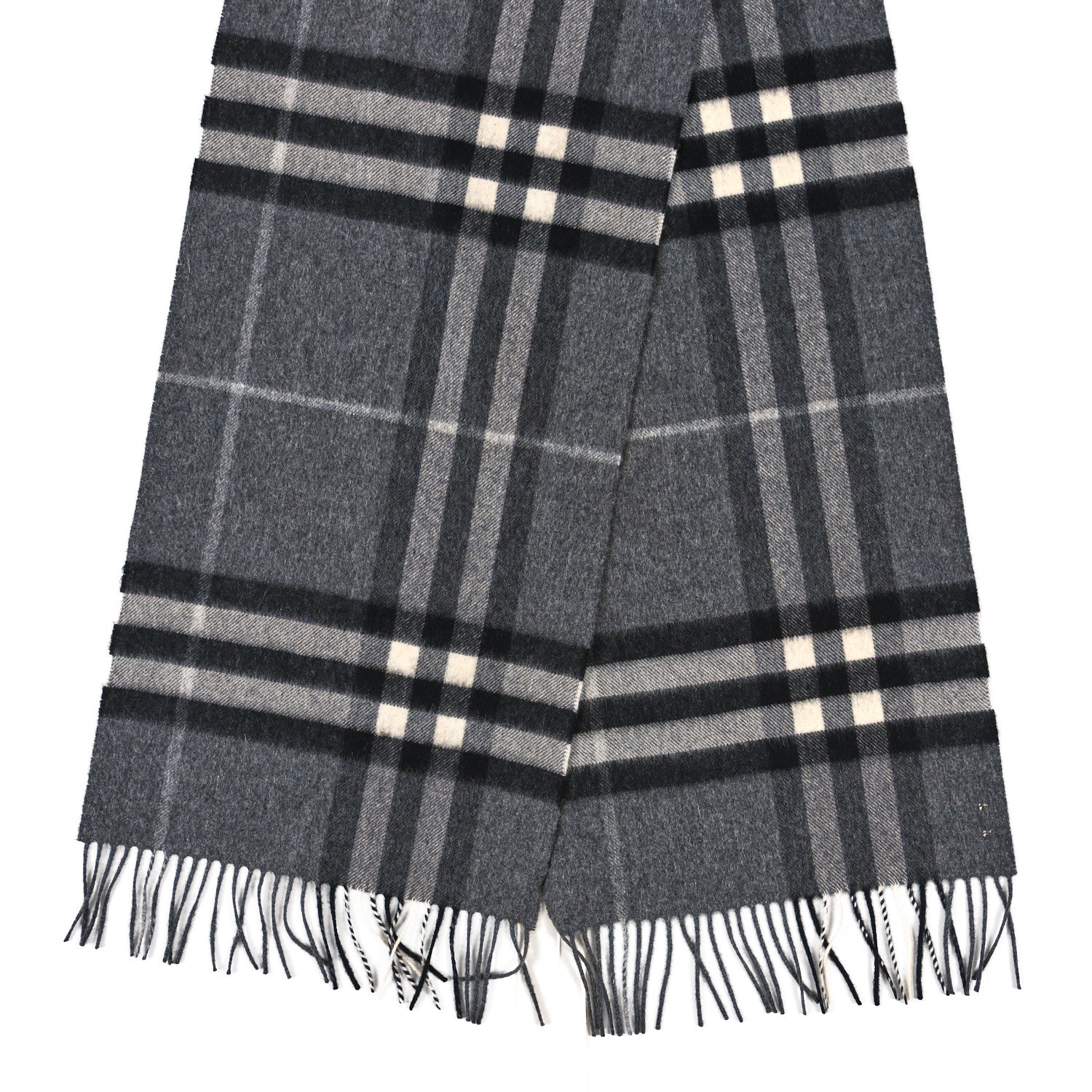 Burberry Cashmere Giant Check Scarf Mid Grey 2 of 3