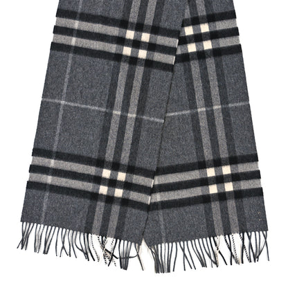 Burberry Cashmere Giant Check Scarf Mid Grey 2 of 3