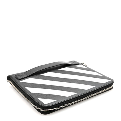Off-White Saffiano Striped Diag Document Holder Black White 4 of 6