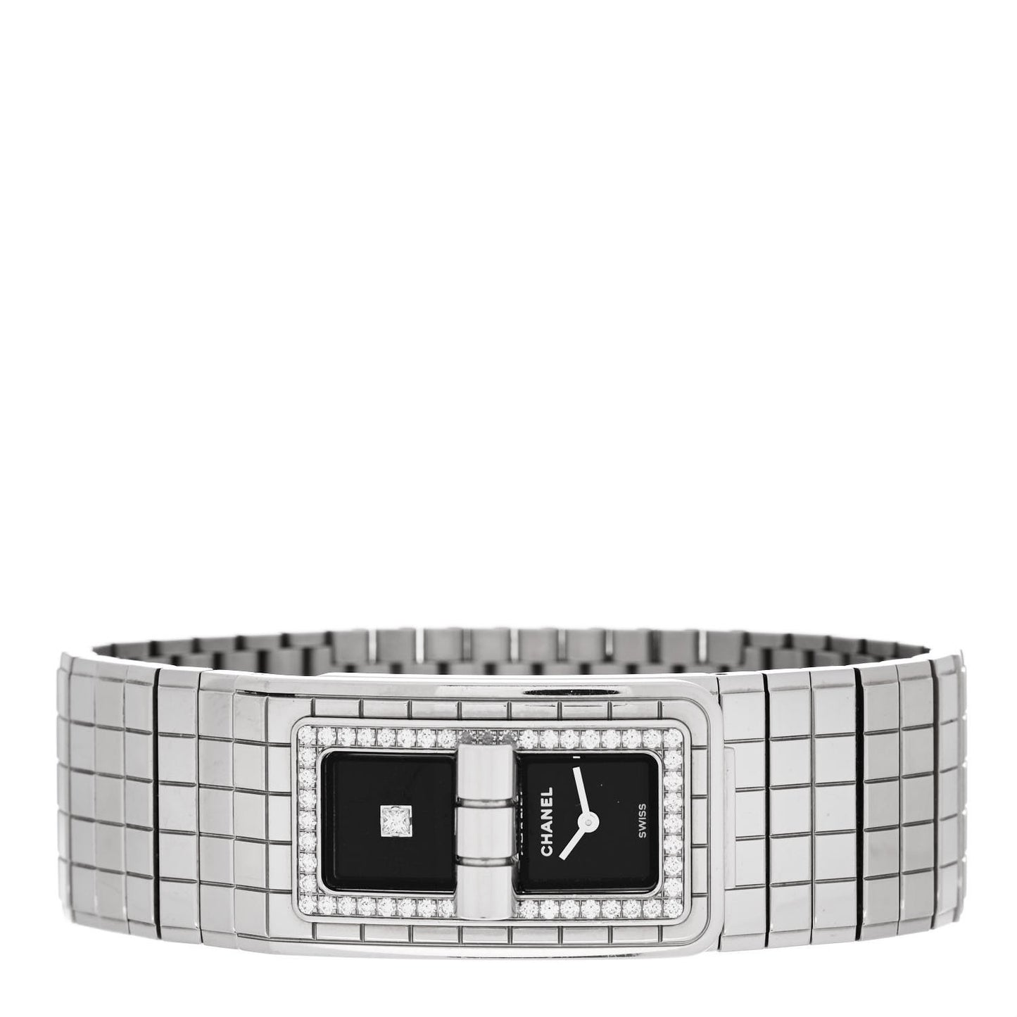 Stainless Steel Diamond Bezel 21mm Code Coco Quartz Watch Black