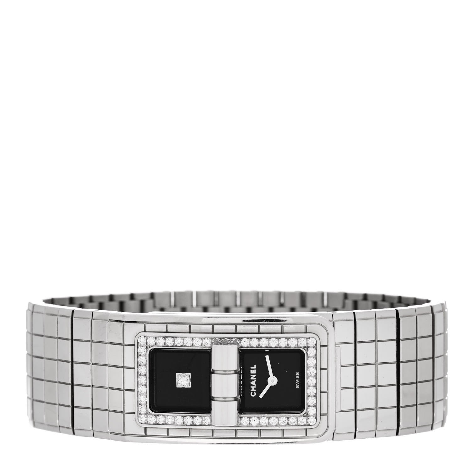 Chanel Stainless Steel Diamond Bezel 21mm Code Coco Quartz Watch Black 2 of 5