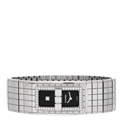 Chanel Stainless Steel Diamond Bezel 21mm Code Coco Quartz Watch Black 2 of 5