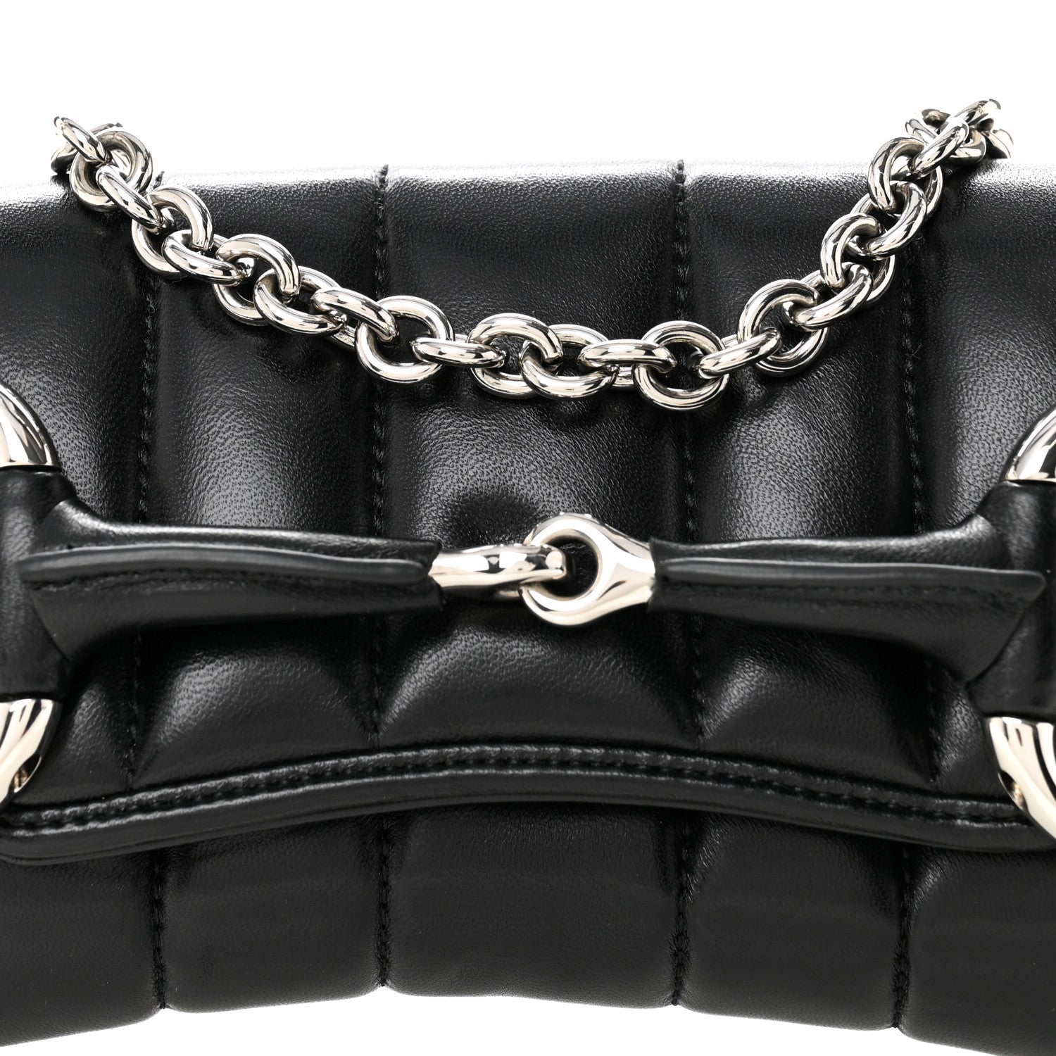 Gucci Nappa Vertical Matelasse Small Maxi Horsebit Chain Shoulder Bag Black 8 of 11