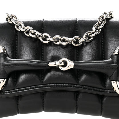 Gucci Nappa Vertical Matelasse Small Maxi Horsebit Chain Shoulder Bag Black 8 of 11