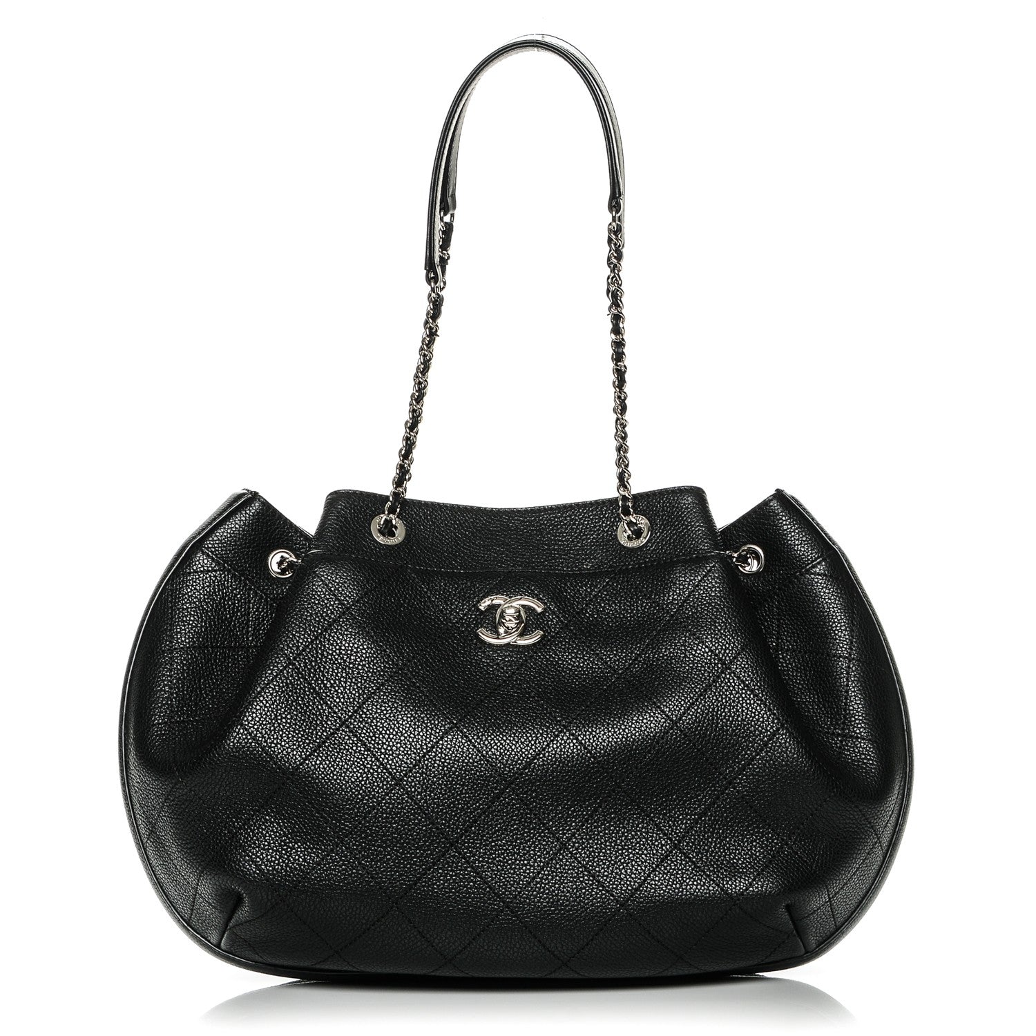 Chanel Grained Calfskin Stitched Accordion Shoulder Bag Black 1 of 7