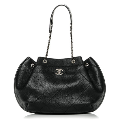 Chanel Grained Calfskin Stitched Accordion Shoulder Bag Black 1 of 7