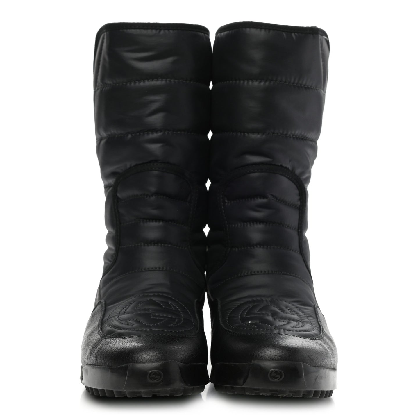 Calfskin Nylon Quilted Boots 38.5 Black