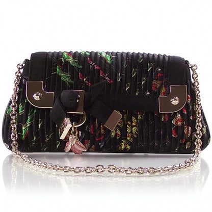 Gucci Silk Flower Garden Bumble Bee Charm Pochette Black 1 of 8