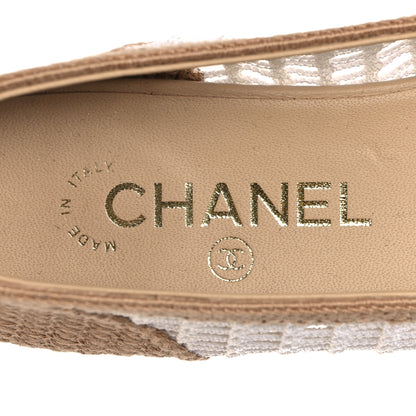 Chanel Raffia Cap Toe Ballerina Flats 37 Beige White 8 of 9