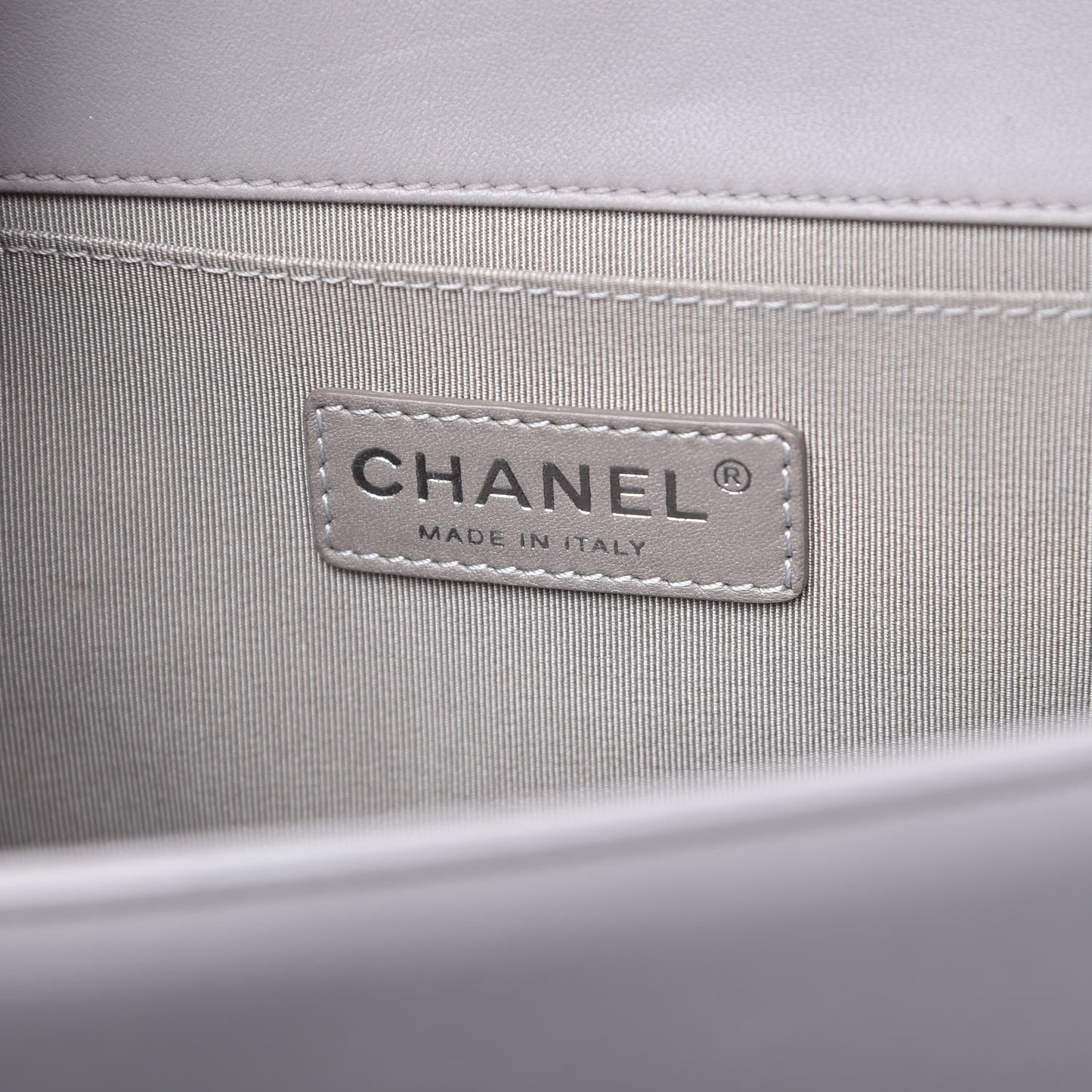 Calfskin Quilted Medium Boy Flap Grey