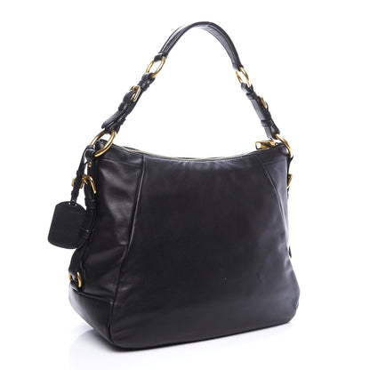 Prada Soft Calfskin Hobo Black 2 of 10