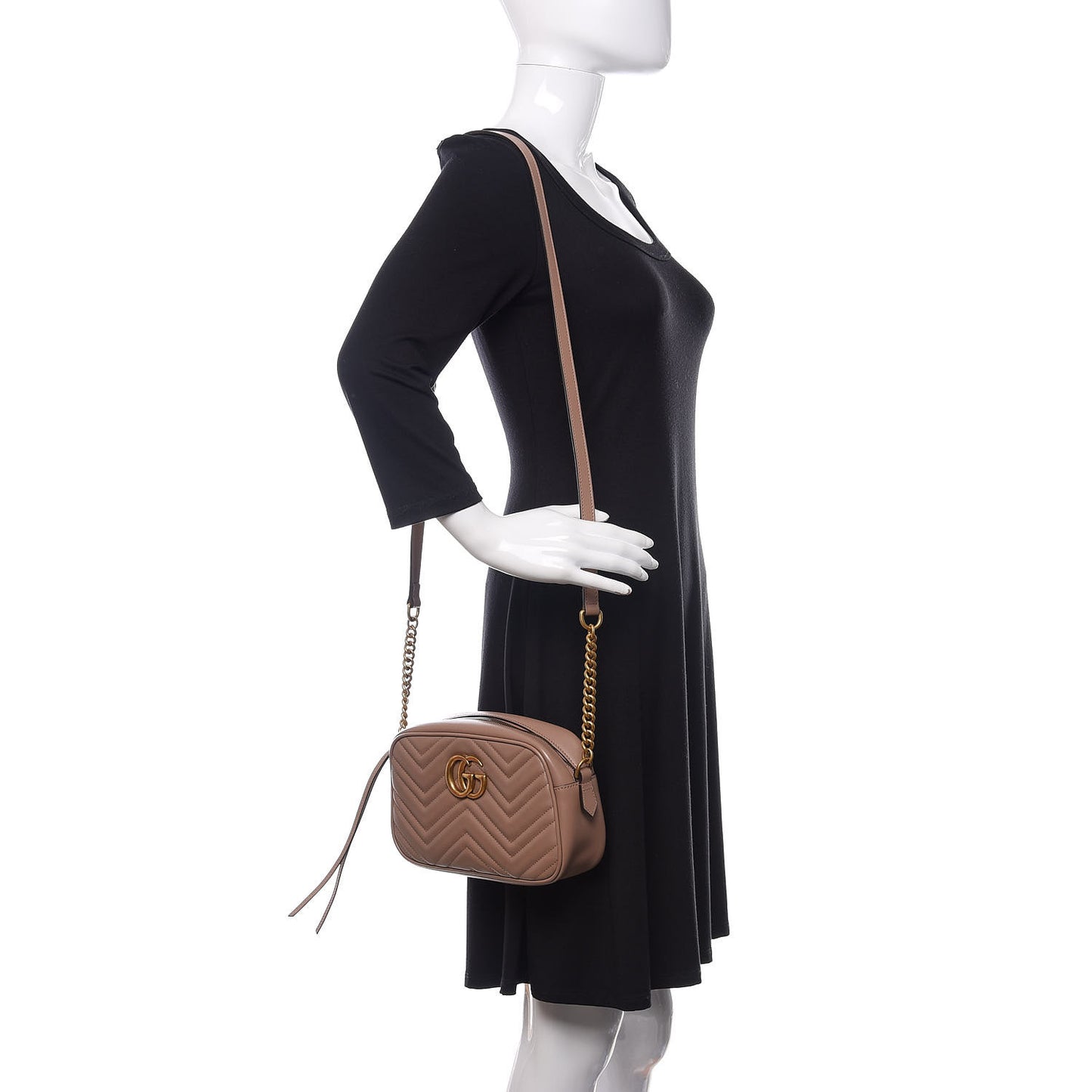Calfskin Matelasse Small GG Marmont Chain Shoulder Bag Porcelain Rose