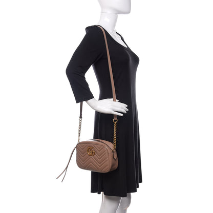 Gucci Calfskin Matelasse Small GG Marmont Chain Shoulder Bag Porcelain Rose 2 of 10