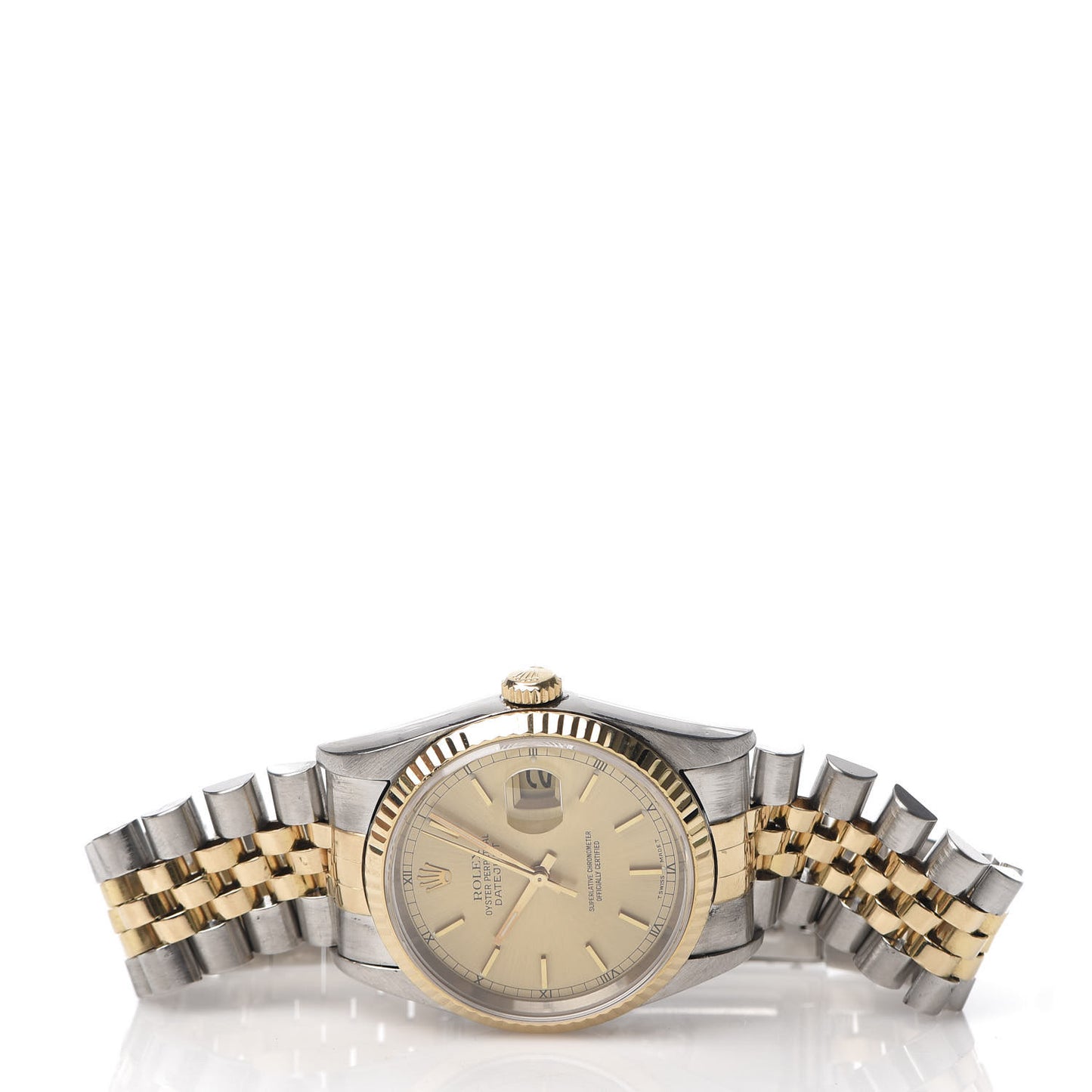 Stainless Steel 18K Yellow Gold 36mm Oyster Perpetual Datejust Watch Champagne 16233