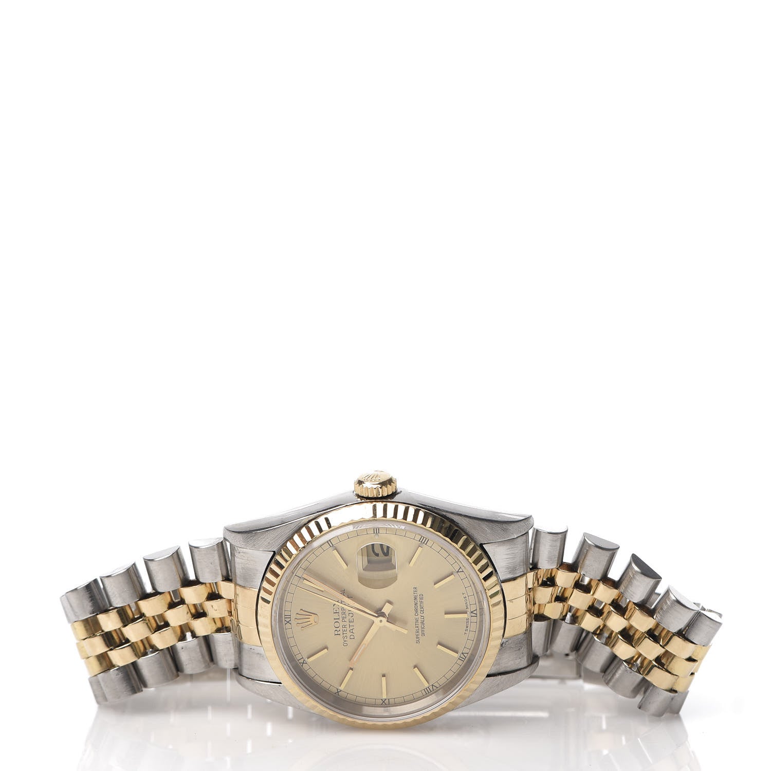 Rolex Stainless Steel 18K Yellow Gold 36mm Oyster Perpetual Datejust Watch Champagne 16233 3 of 8