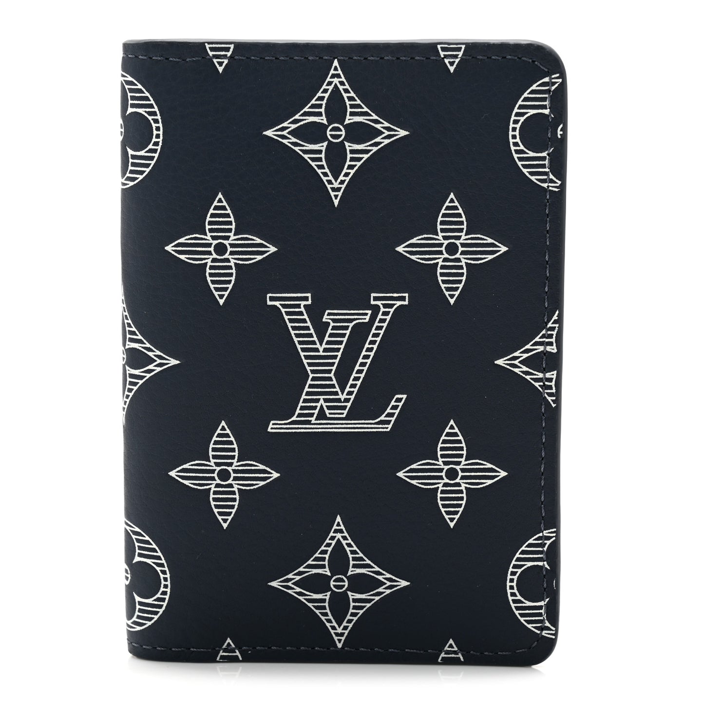 Calfskin Monogram Shadow Pocket Organizer Navy Blue White