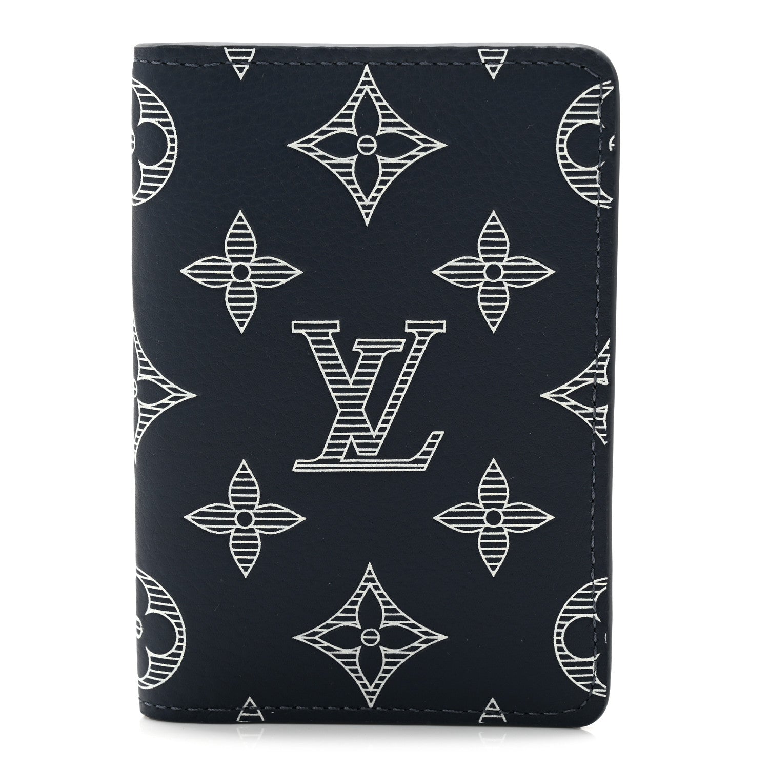 Louis Vuitton Calfskin Monogram Shadow Pocket Organizer Navy Blue White 1 of 7