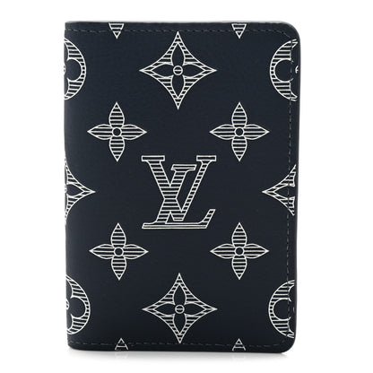Louis Vuitton Calfskin Monogram Shadow Pocket Organizer Navy Blue White 1 of 7