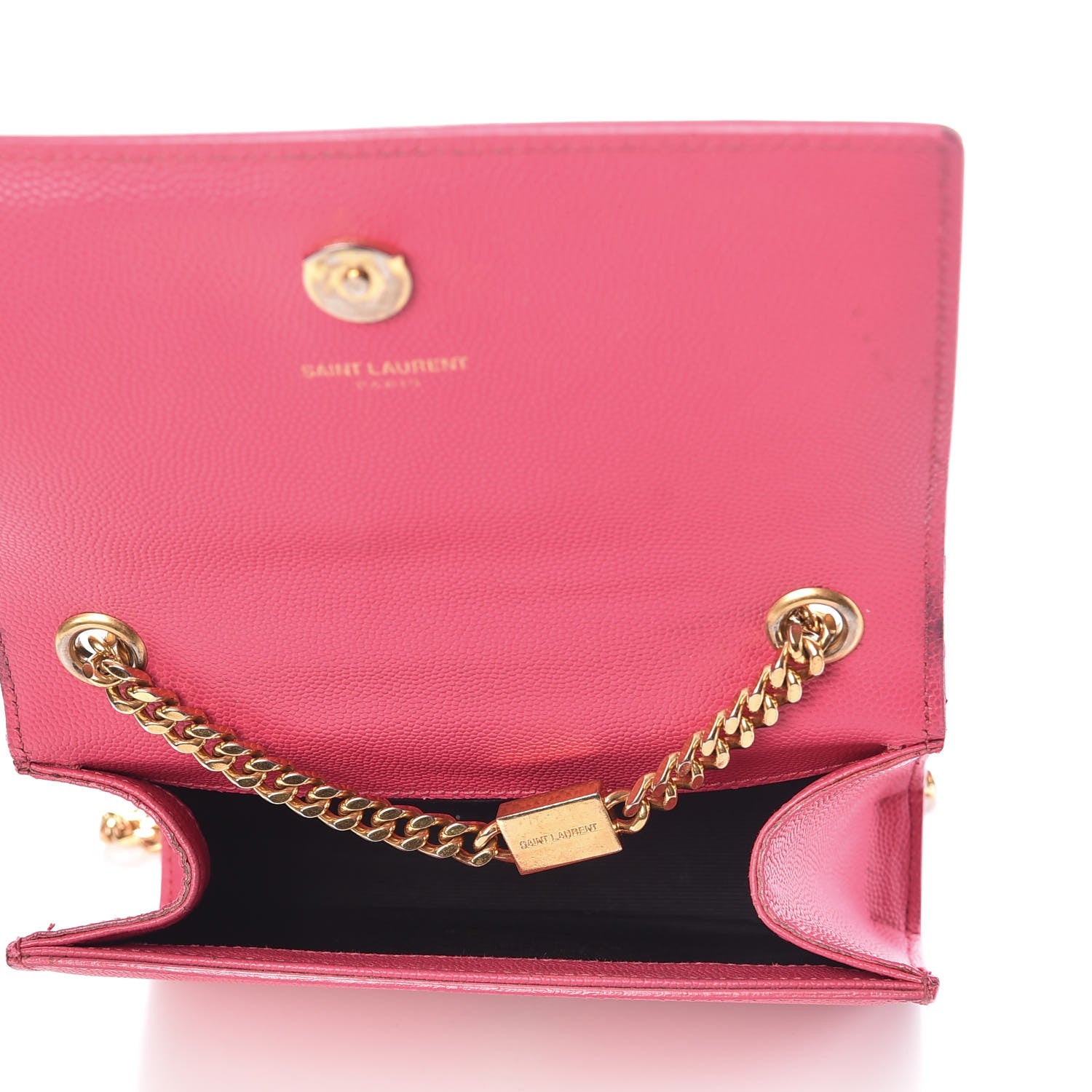 Saint Laurent Grain De Poudre Small Monogram Kate Satchel Fuchsia 5 of 11