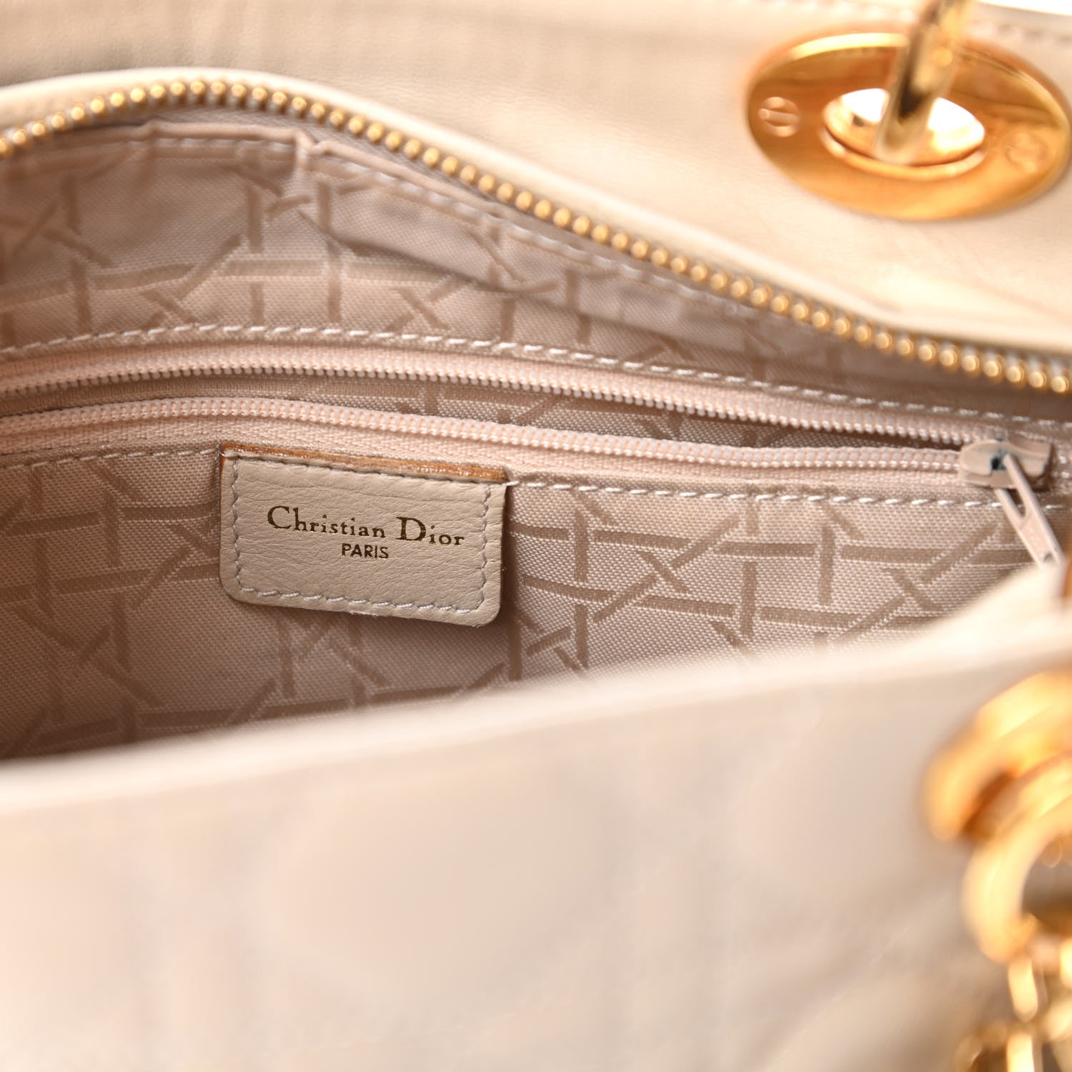 Christian Dior Lambskin Cannage Medium Lady Dior Light Beige 8 of 11