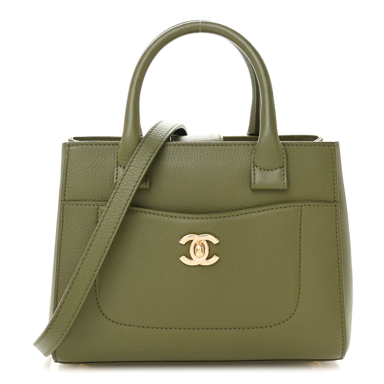 Chanel Grained Calfskin Mini Neo Executive Shopper Tote Khaki 1 of 15