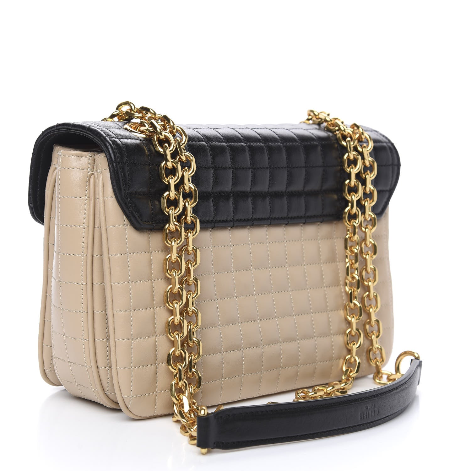 Celine Calfskin Quilted Medium C Bag Black Beige 3 of 8