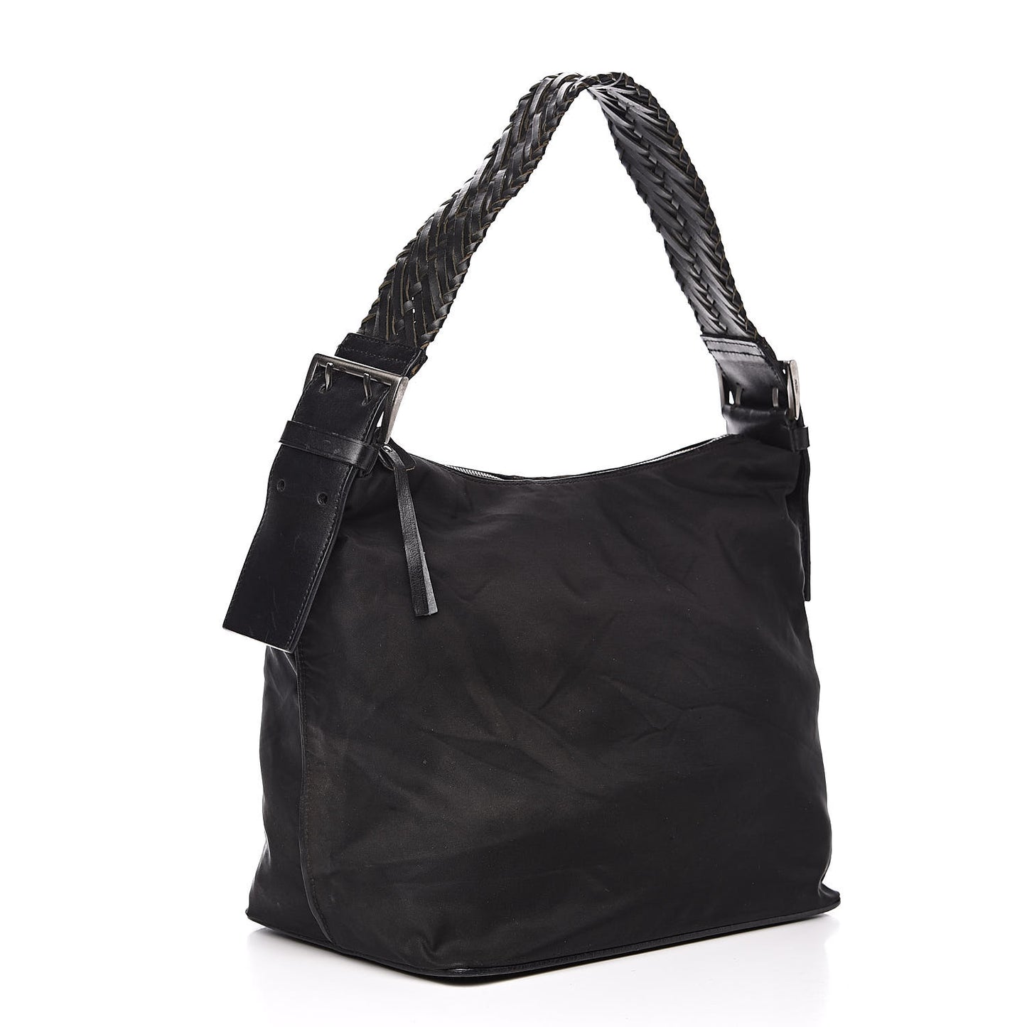 Tessuto Nylon Braided Hobo Black