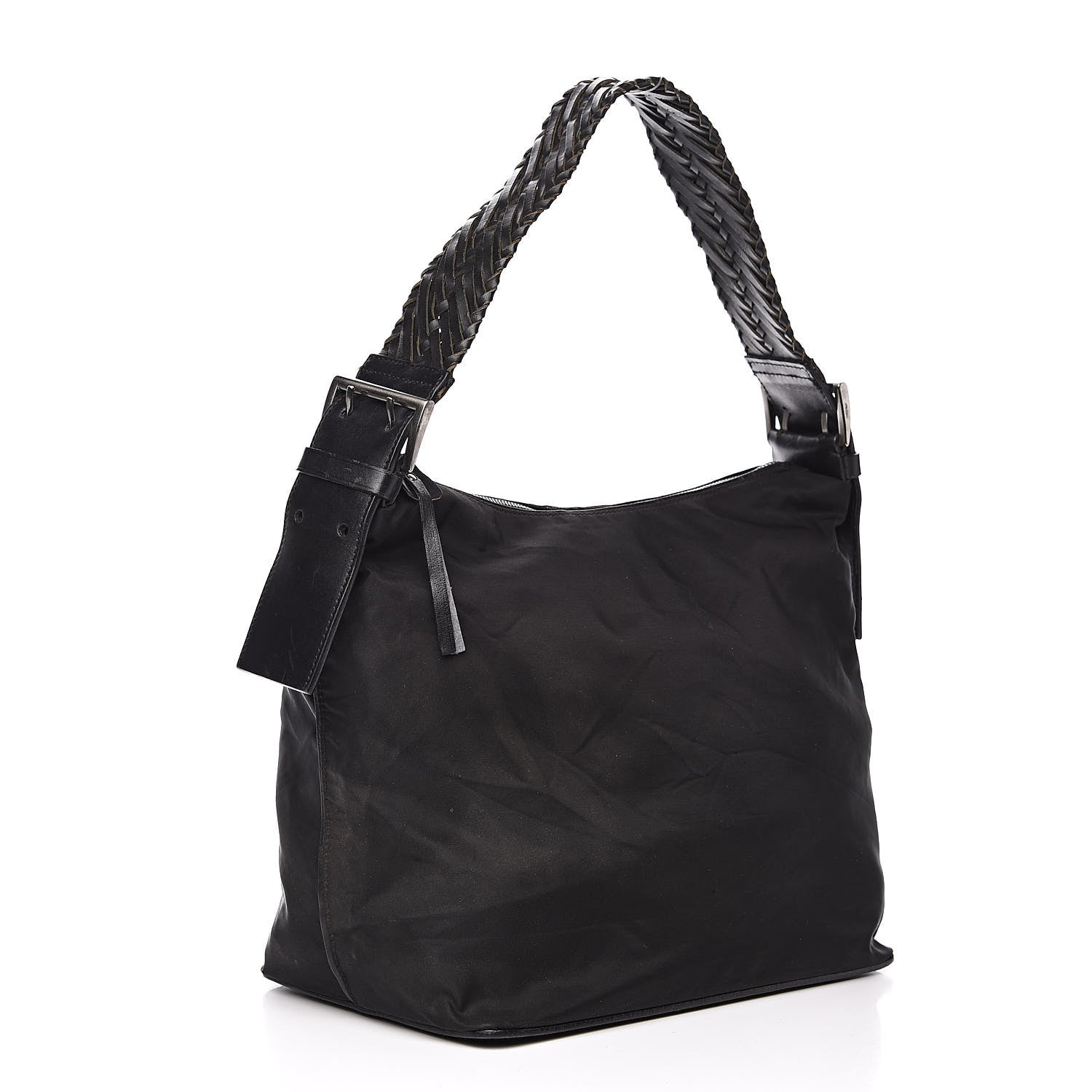 Prada Tessuto Nylon Braided Hobo Black 3 of 13