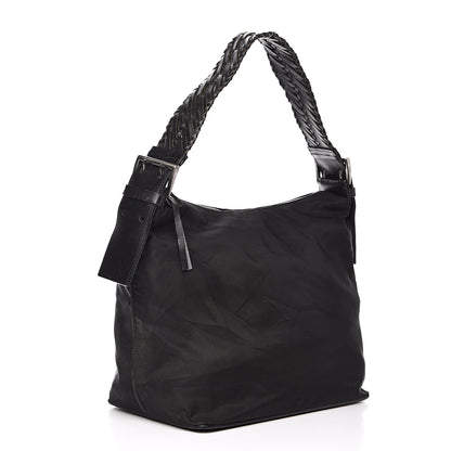 Prada Tessuto Nylon Braided Hobo Black 3 of 13