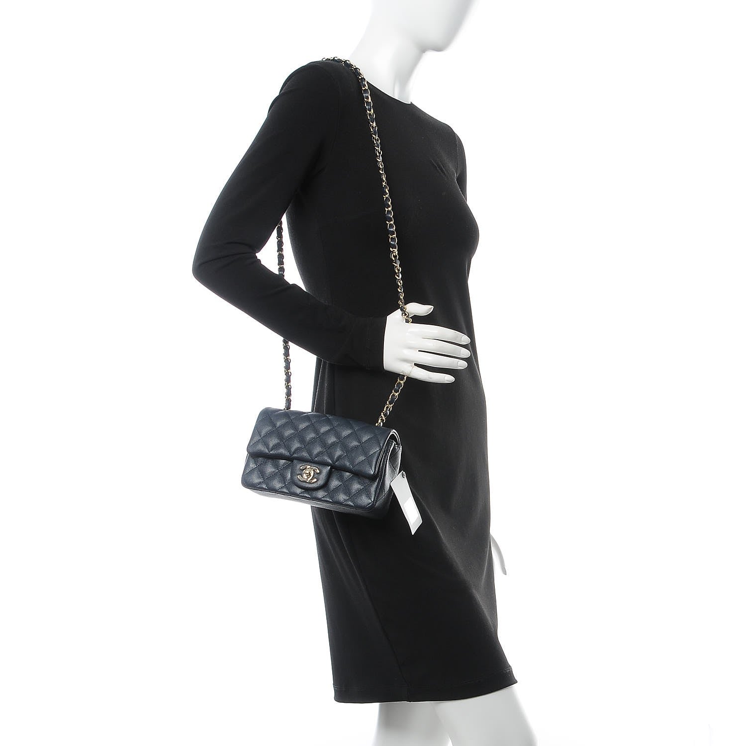 Chanel Caviar Quilted Mini Rectangular Flap Navy 2 of 8