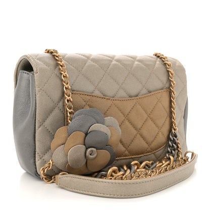 Chanel Metallic Lambskin Quilted Camellia Flower Flap Pale Gold Silver Dark Gold 4 of 12