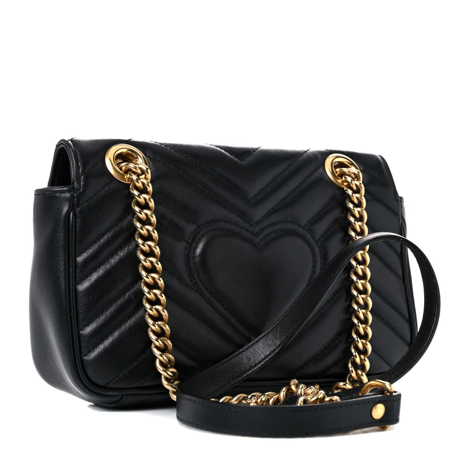 Gucci Calfskin Matelasse Mini GG Marmont Shoulder Bag Black 3 of 25