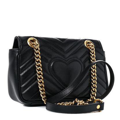 Gucci Calfskin Matelasse Mini GG Marmont Shoulder Bag Black 3 of 25