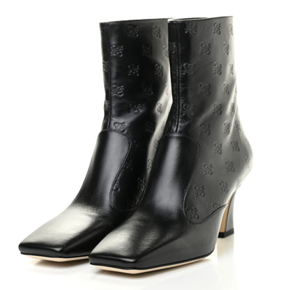 Fendi Vitello Karligraphy Embossed FFreedom Ankle Boots 37 Black 3 of 7