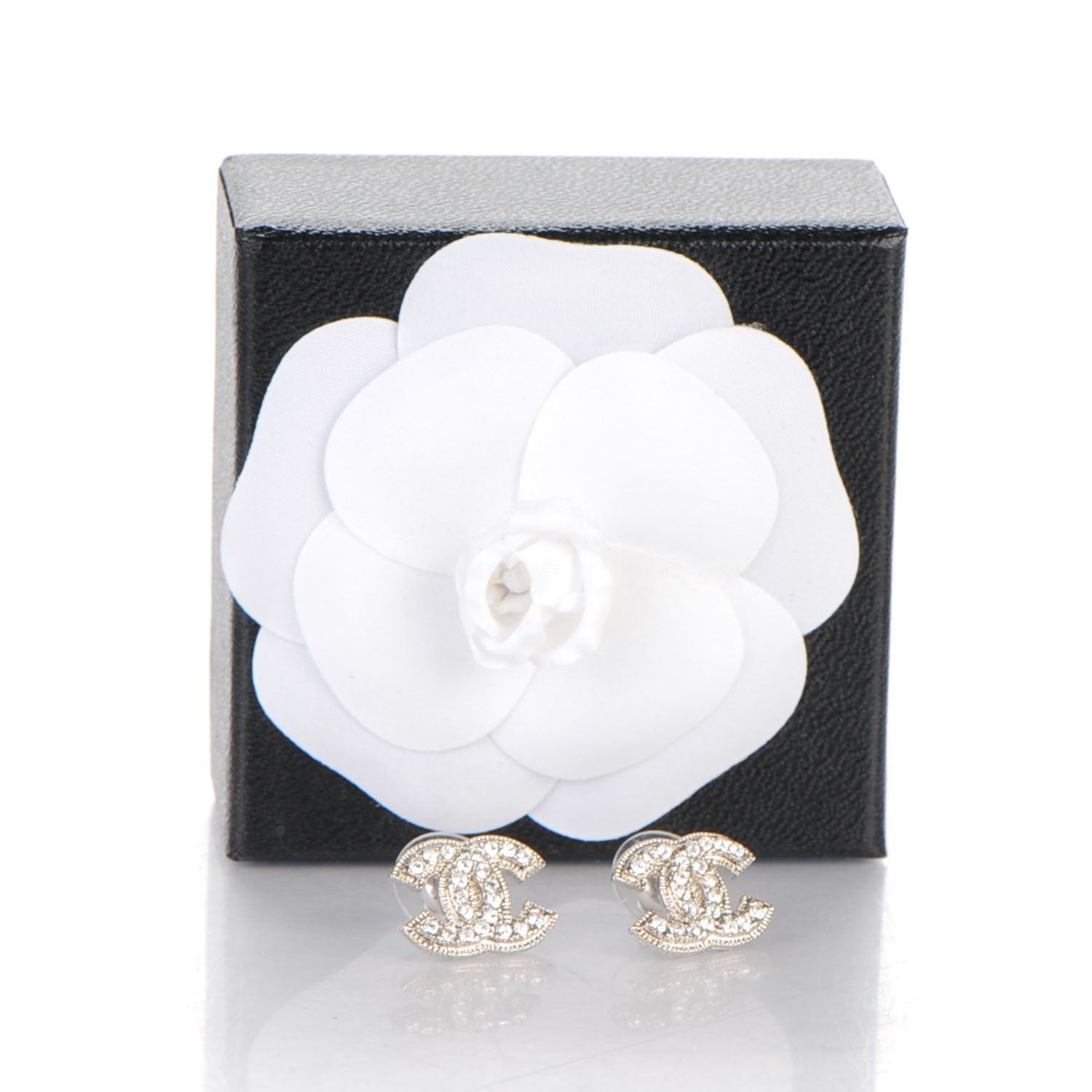 Chanel Crystal CC Earrings Silver 5 of 5