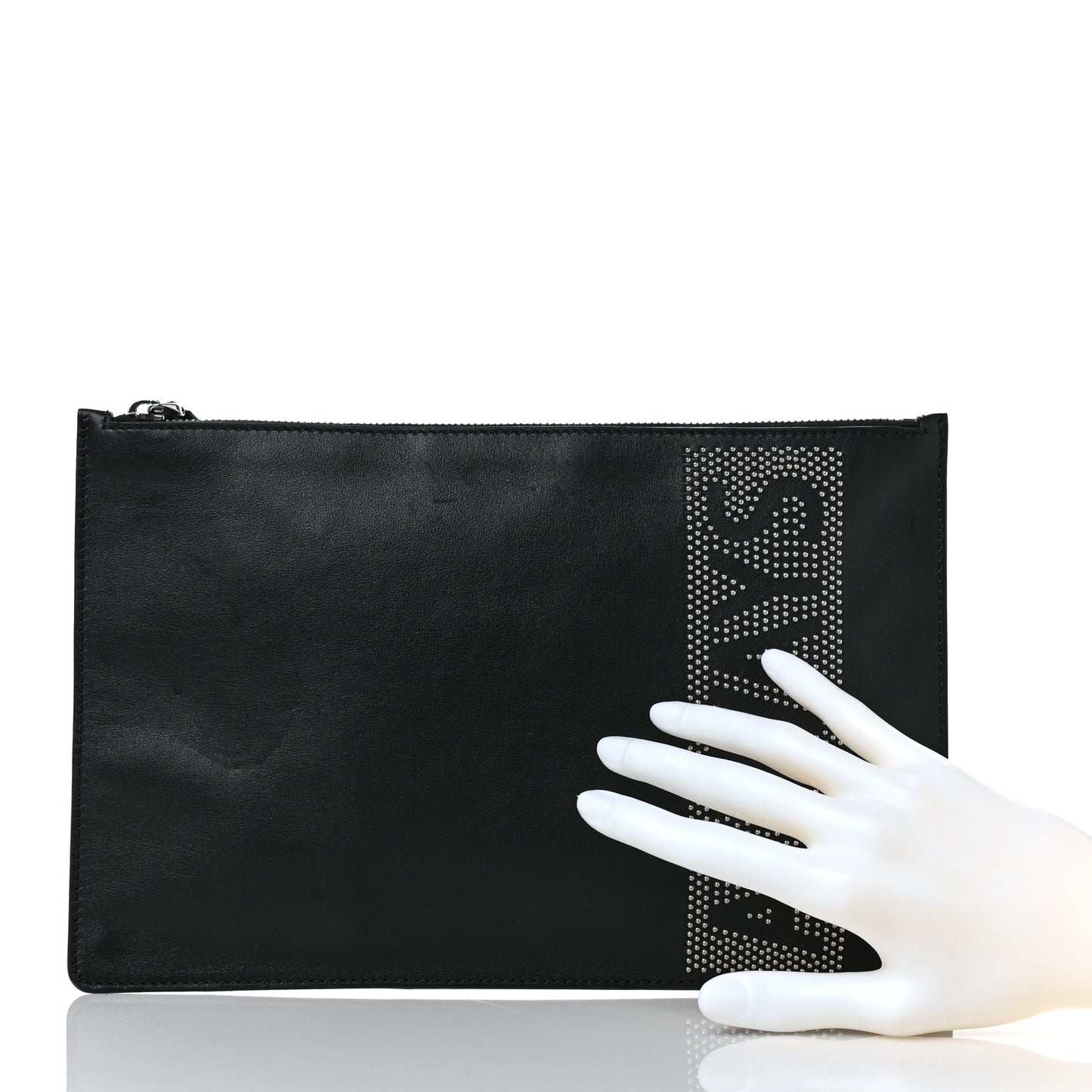 Vitello Studded Always Zip Pouch Black