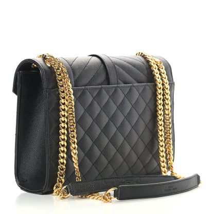 Saint Laurent Grain De Poudre Textured Mixed Matelasse Triquilt Medium Monogram Satchel Black 3 of 8