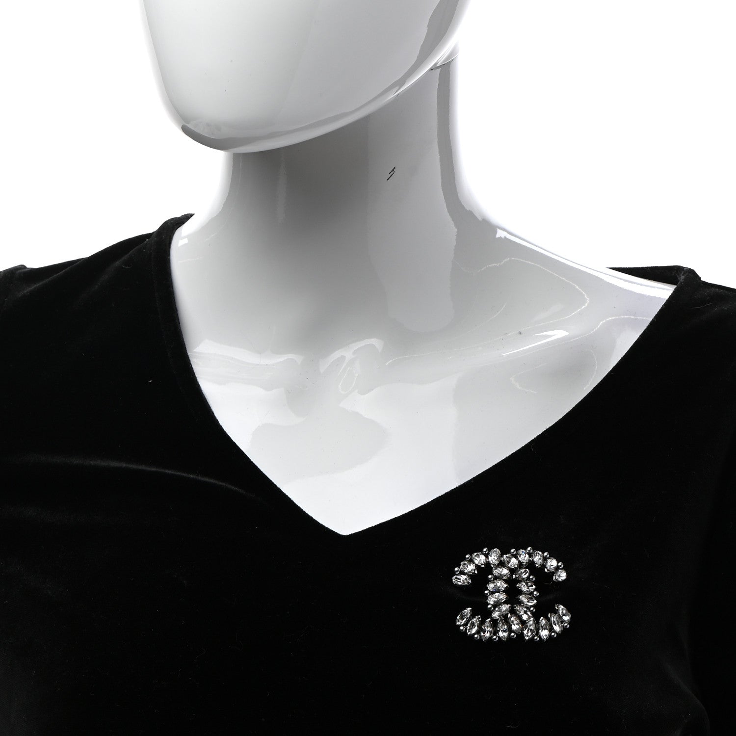 Chanel Crystal CC Brooch Silver 2 of 5