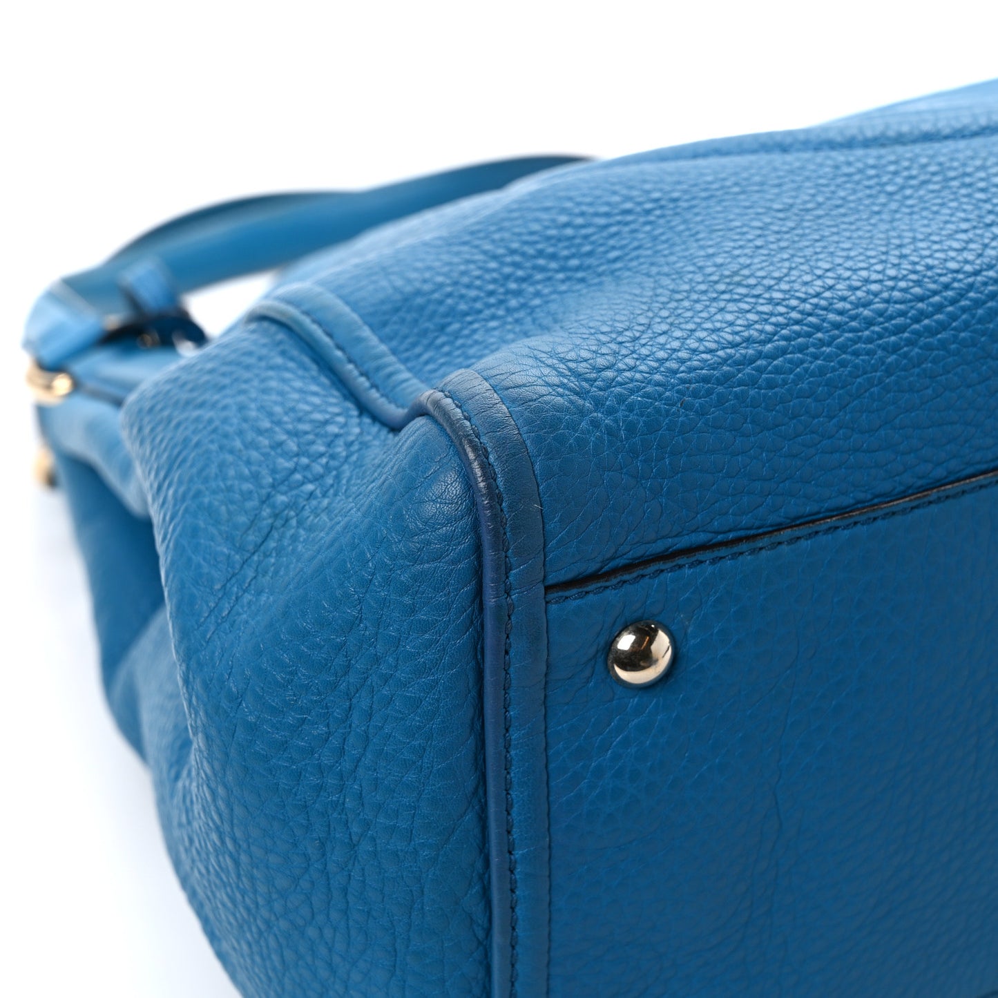 Pebbled Calfskin Medium Soho Shoulder Bag Riviera Blue