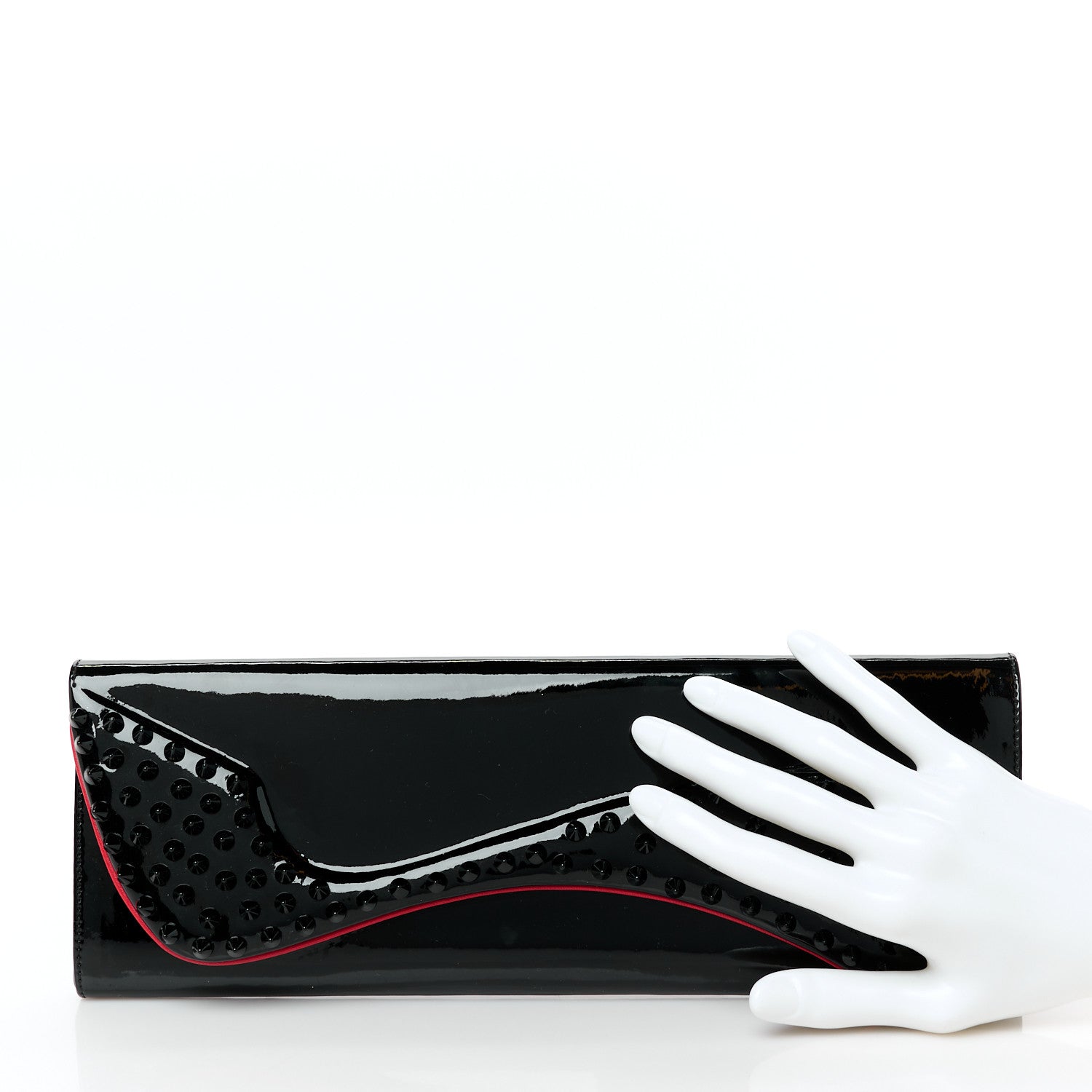 Christian Louboutin Patent Spikes Pigalle Clutch  Black 2 of 8