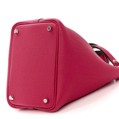 Hermes Taurillon Clemence Swift Eclat Picotin Lock 18 PM Framboise Rouge Sellier 9 of 9