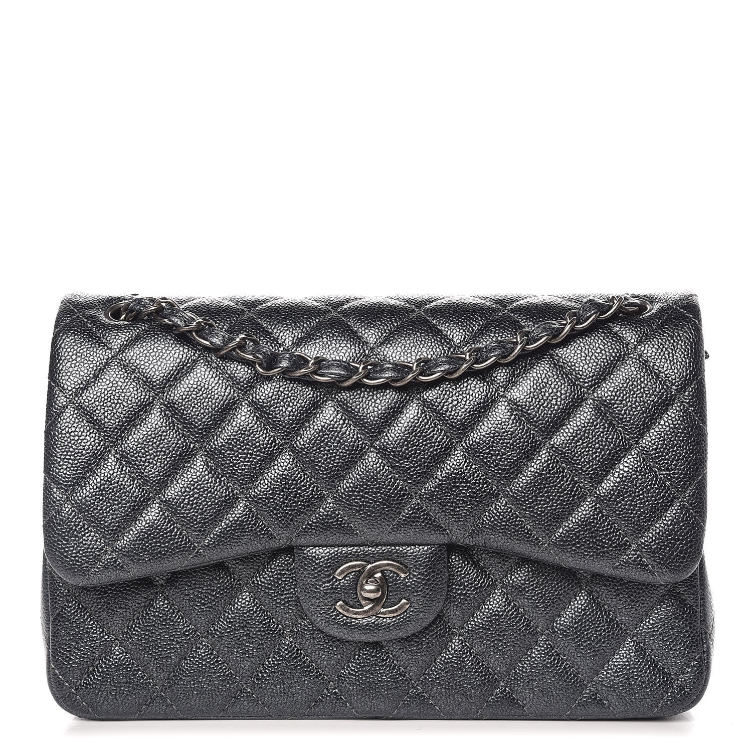 Chanel Pearly Caviar Quilted Jumbo Double Flap Grey 1 of 9