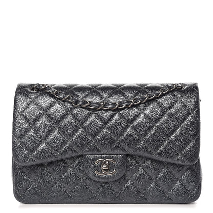 Chanel Pearly Caviar Quilted Jumbo Double Flap Grey 1 of 9