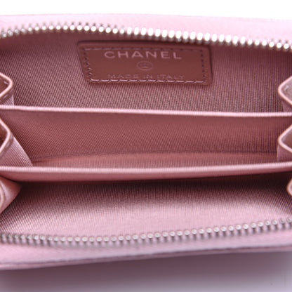 Chanel Goatskin Camellia Embossed Zip Coin Purse Light Pink 4 of 9