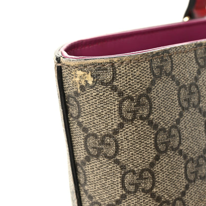 Gucci GG Supreme Monogram Medium Zippered Bucket Tote Beige Hibiscus Red New Rosette 11 of 12
