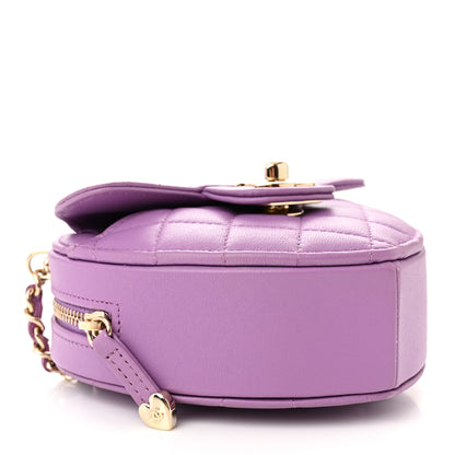 Chanel Lambskin Quilted CC In Love Heart Clutch With Chain Purple 4 of 10